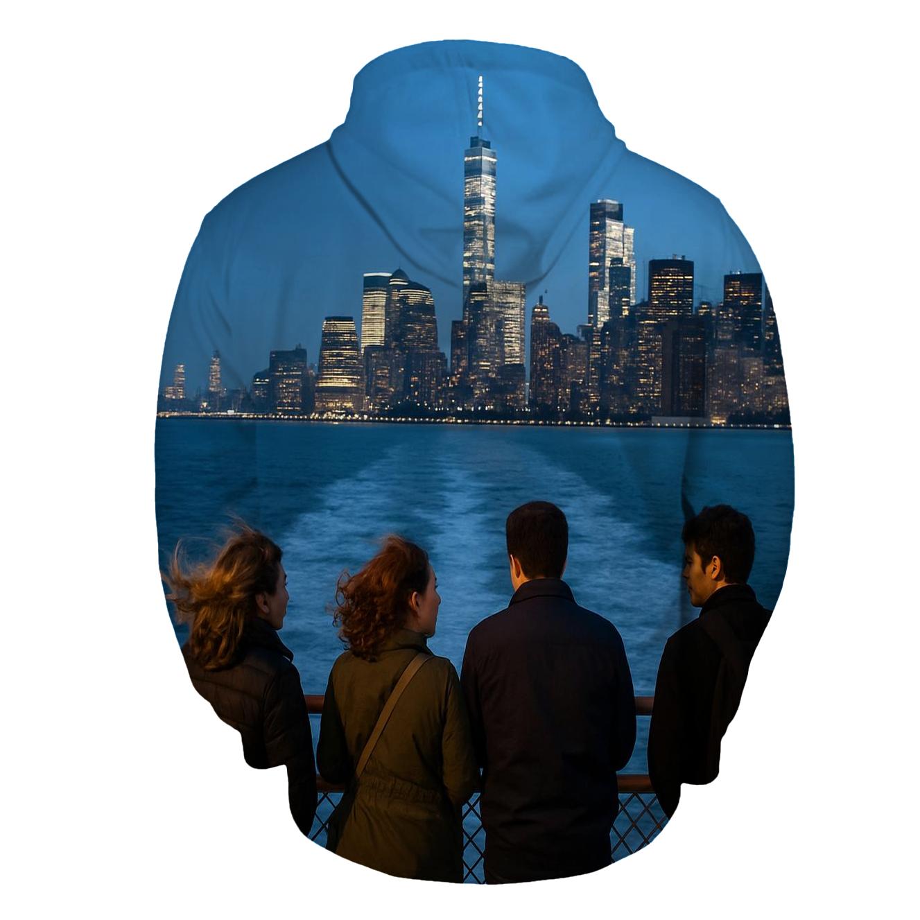 Ferry Wake At Blue Hour Below The Lower Manhattan Skyline pullover hoodies