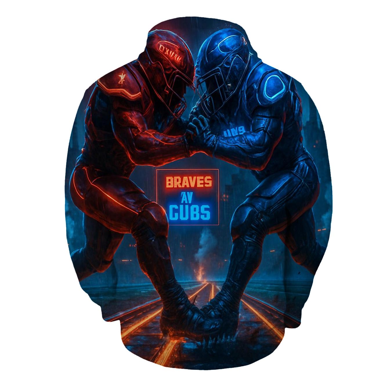 Neon Rail Yard Clash Braves Versus Cubs graphic hoodies
