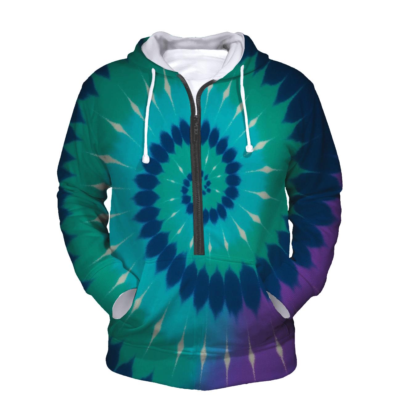 Aurora Spiral Overdye Vortex designer hoodies