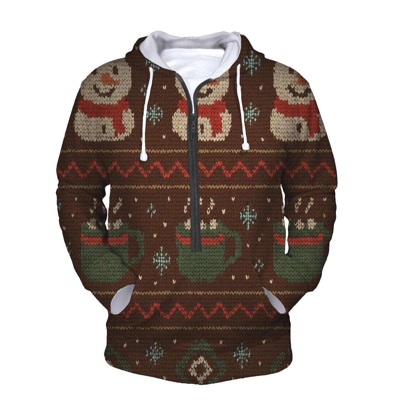 Snowman Cocoa Mug Bandwork Design embroidered hoodies