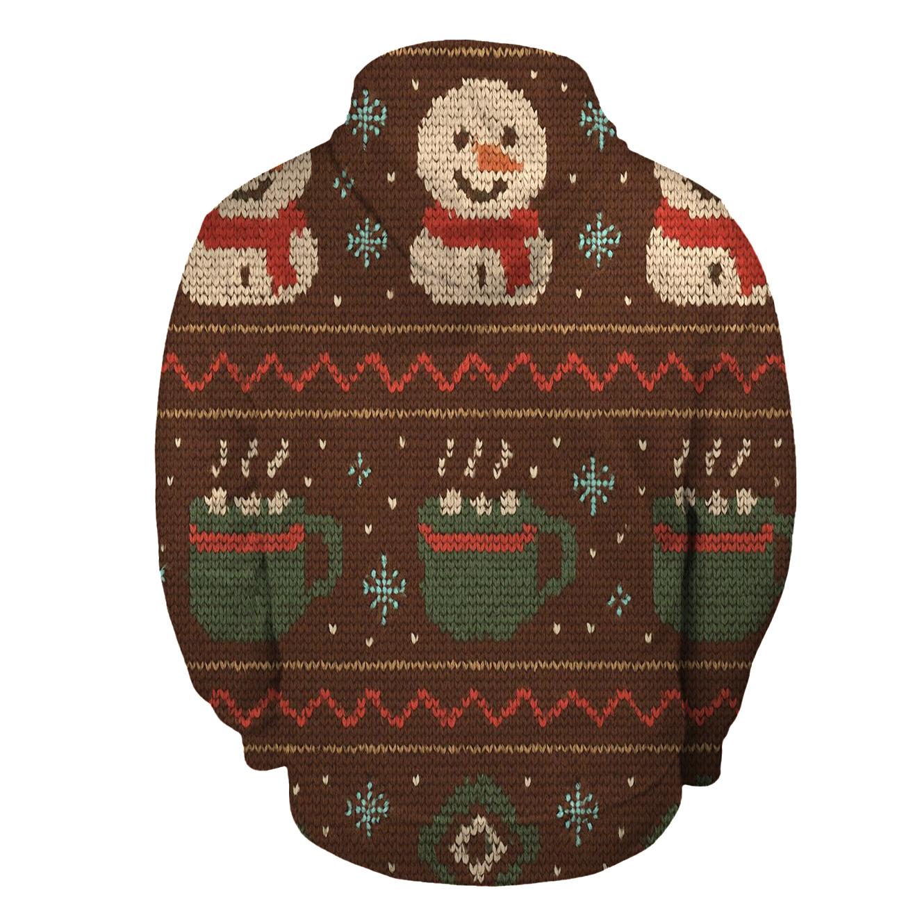 Snowman Cocoa Mug Bandwork Design embroidered hoodies