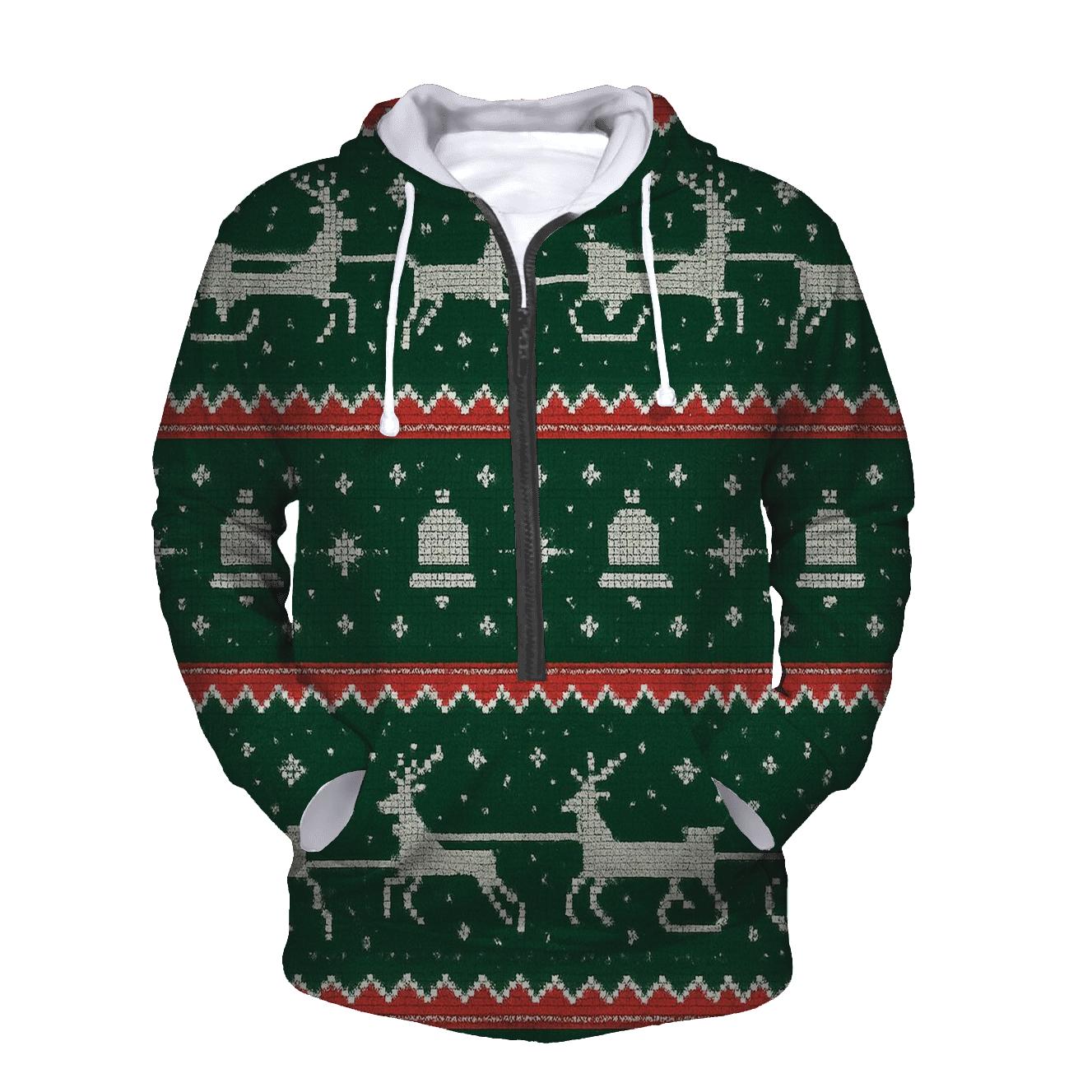 Reindeer Sleigh Pixel Raceway Design embroidered hoodies