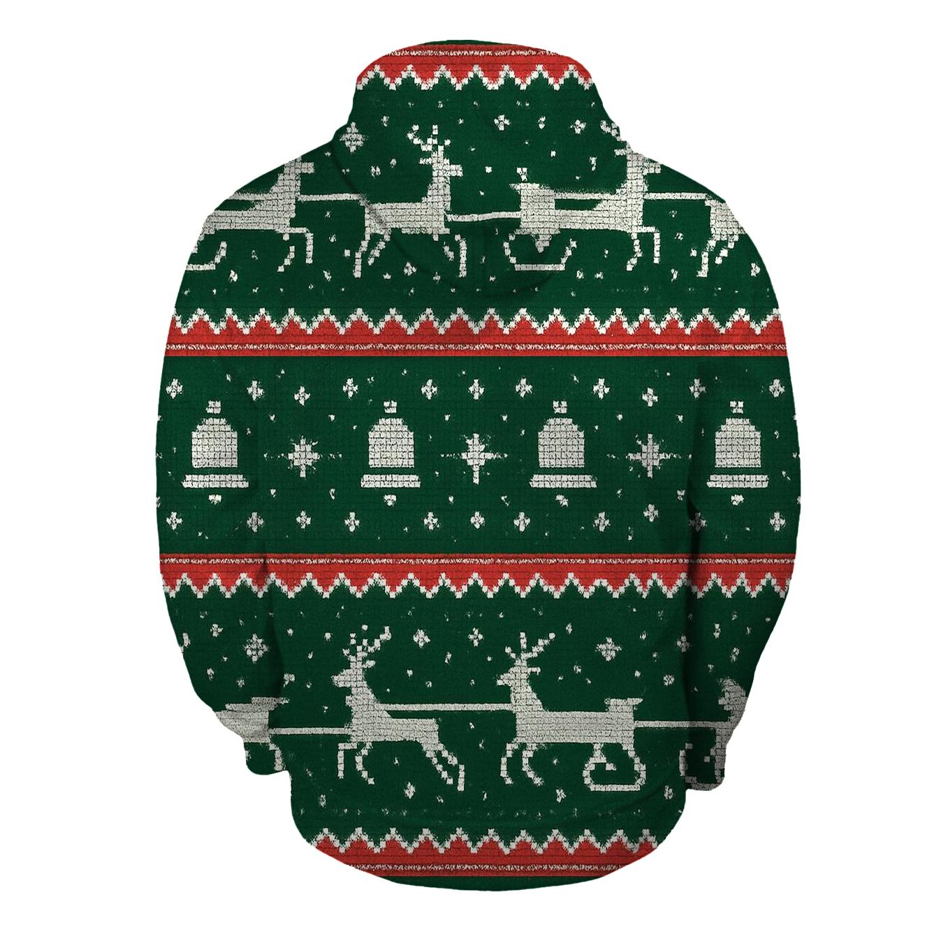 Reindeer Sleigh Pixel Raceway Design embroidered hoodies