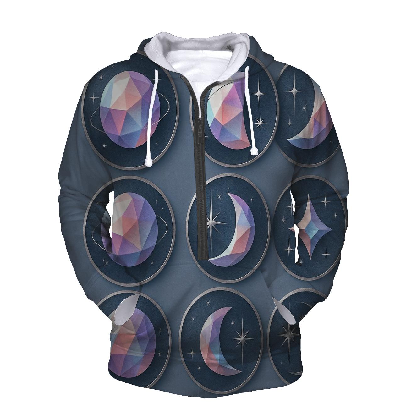 Prismatic Lunar Phase Badge Set zip-up hoodies
