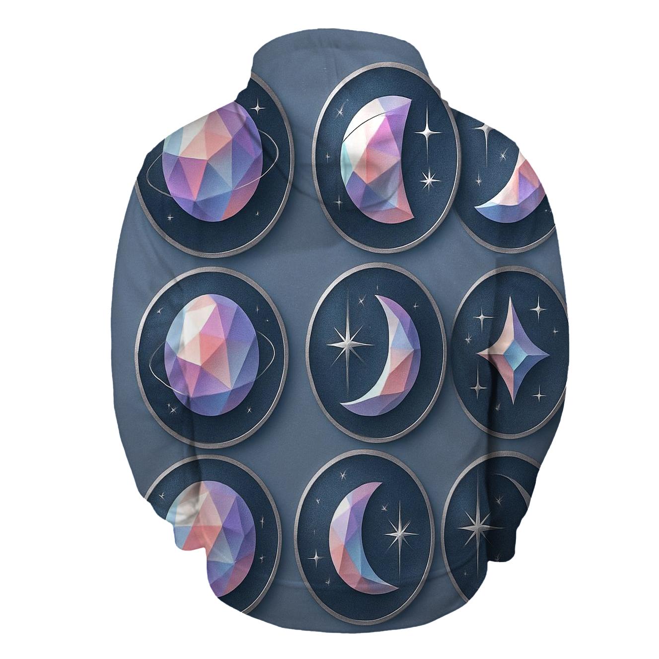 Prismatic Lunar Phase Badge Set zip-up hoodies