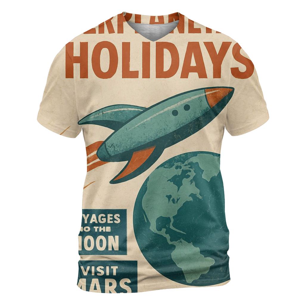 Vintage Space Age Travel Agency Poster trendy printed shirt styles