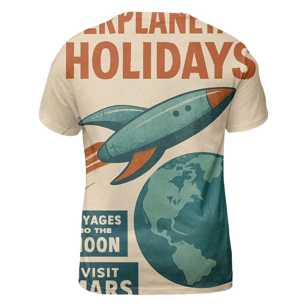 Vintage Space Age Travel Agency Poster trendy printed shirt styles