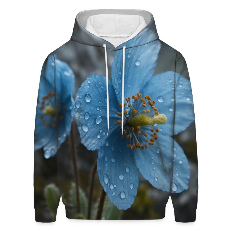 Blue Poppy After Alpine Hailstorm designer hoodies