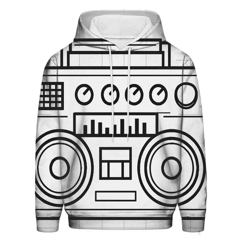 Monochrome Boombox Blueprint hoodie styles