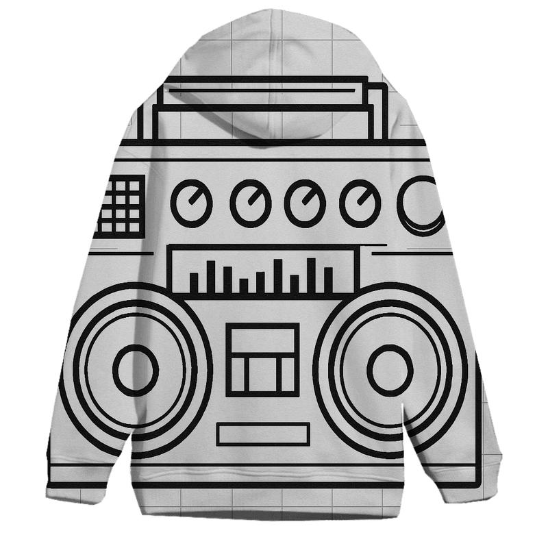 Monochrome Boombox Blueprint hoodie styles