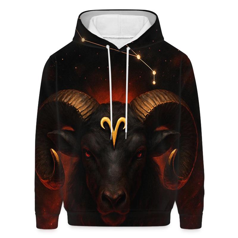 Aries Fire Forge Ram Glyph And Star Map designer hoodies
