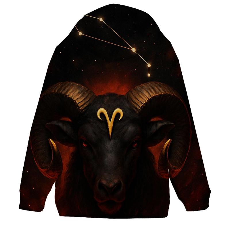 Aries Fire Forge Ram Glyph And Star Map designer hoodies