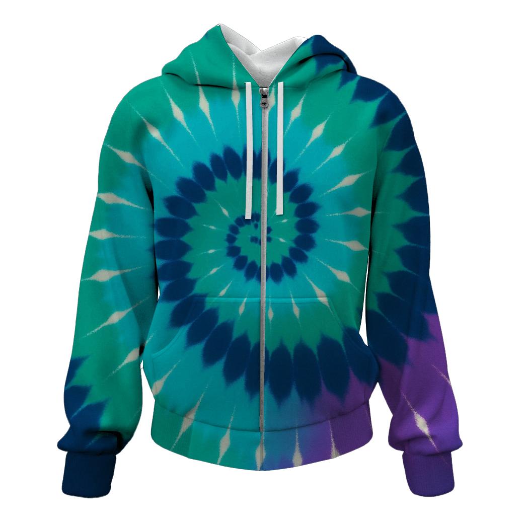 Aurora Spiral Overdye Vortex designer hoodies