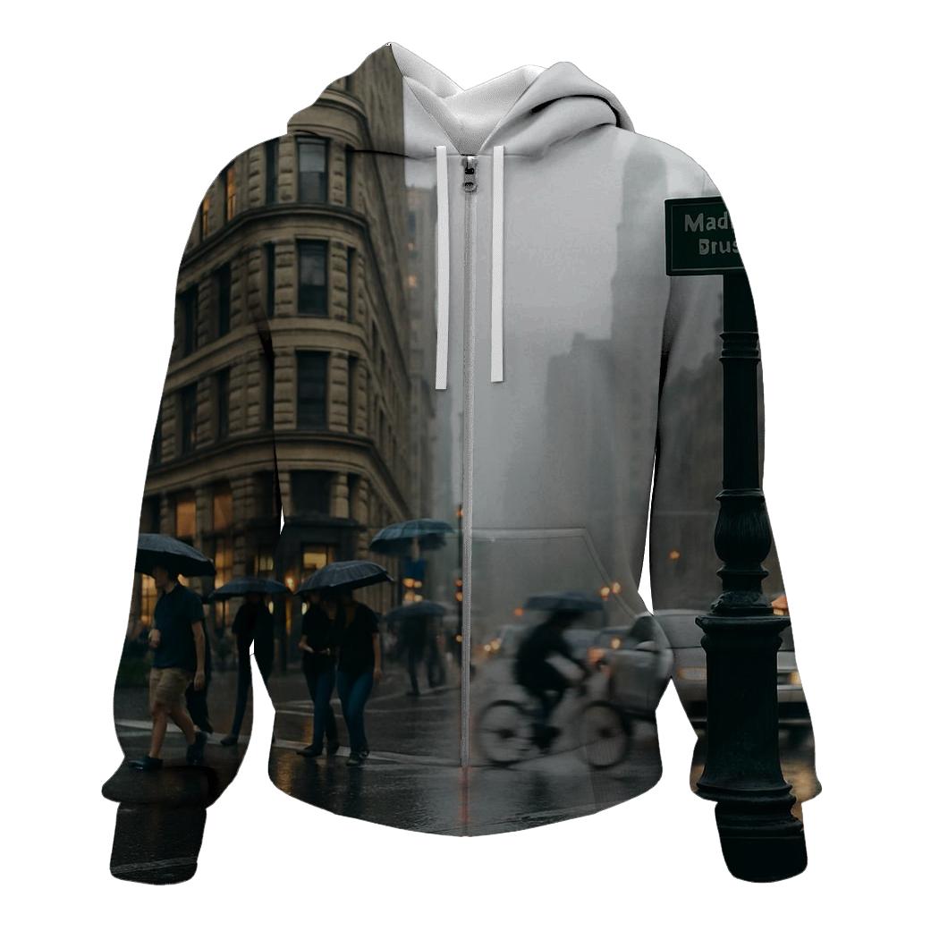 Flatiron District Rain Gloss With Midtown In The Distance premium hoodies