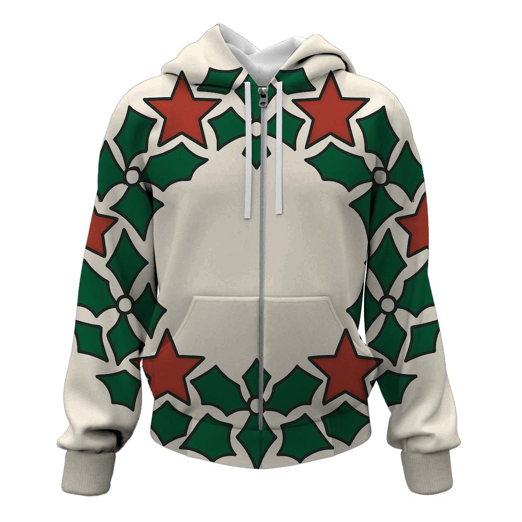 Holly Star Lattice Wreath embroidered hoodies