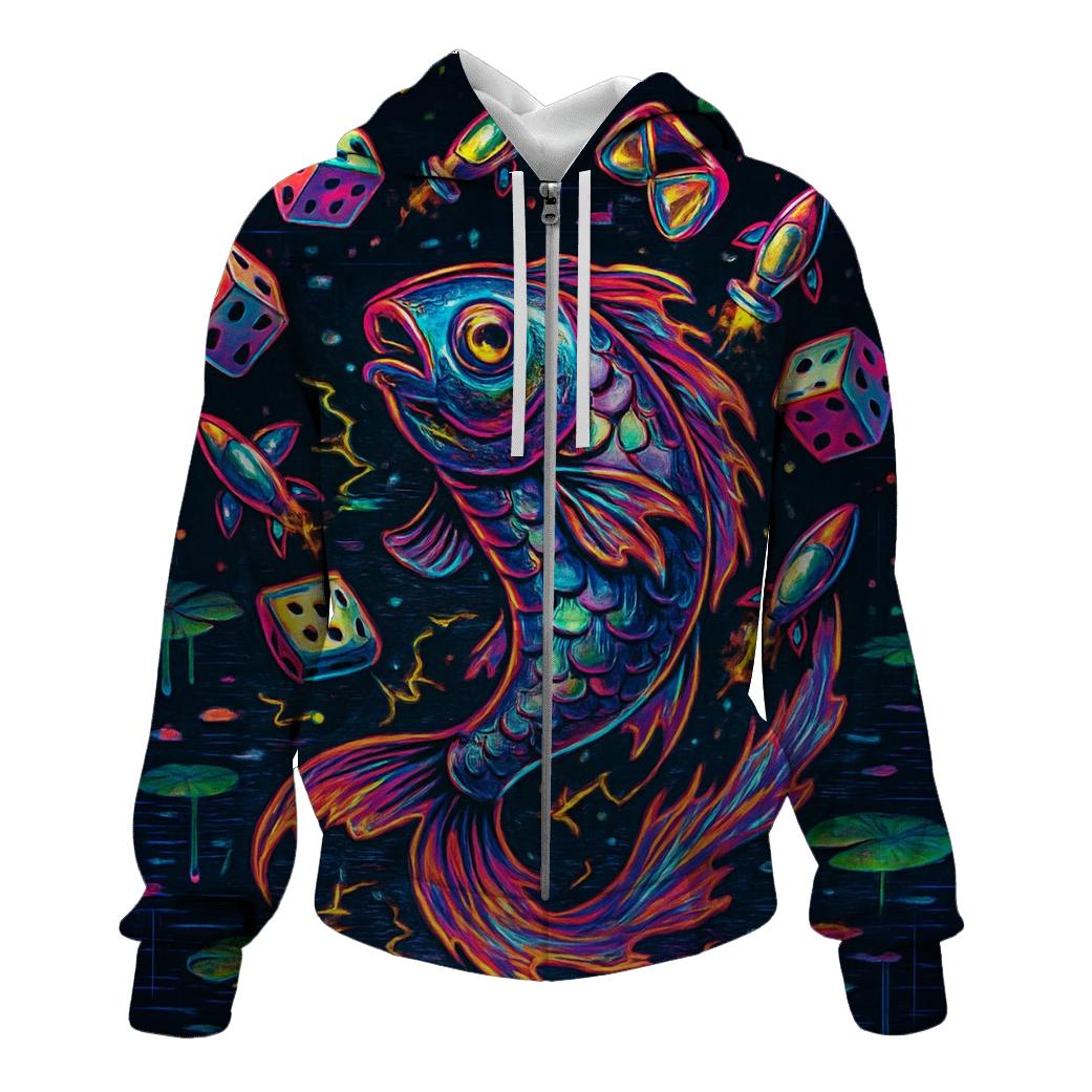 Quantum Koi Juggler zip-up hoodies