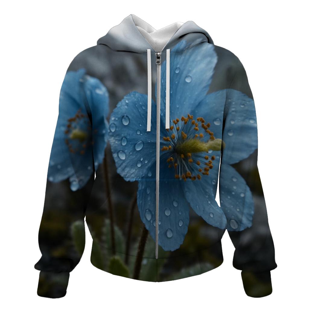 Blue Poppy After Alpine Hailstorm premium hoodies
