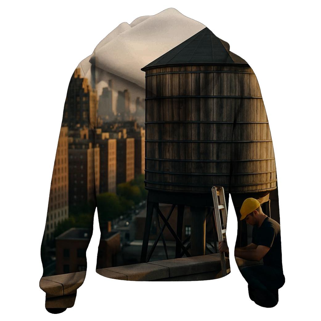 Rooftop Water Tower Foreground With Golden Hour Upper West Side Skyline heavyweight hoodies