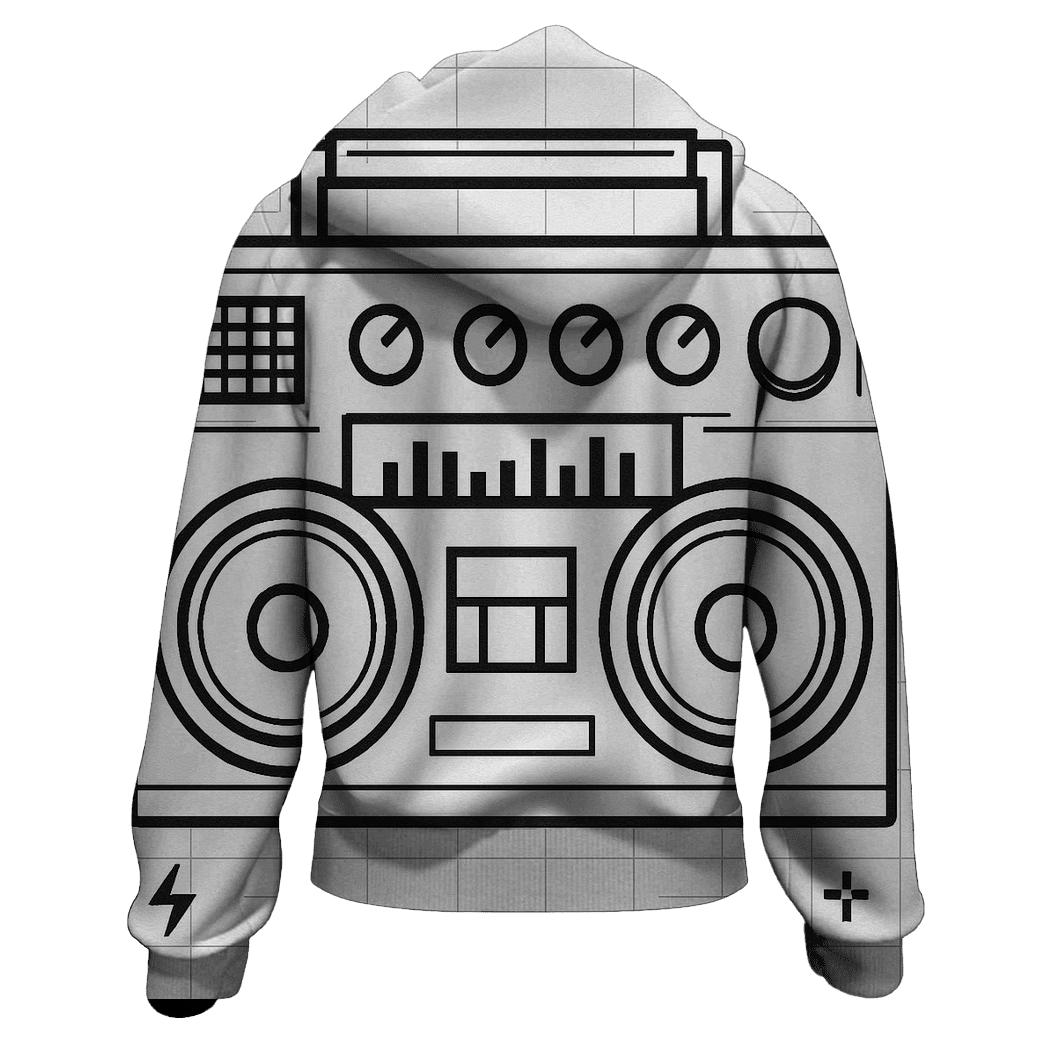 Monochrome Boombox Blueprint pullover hoodies