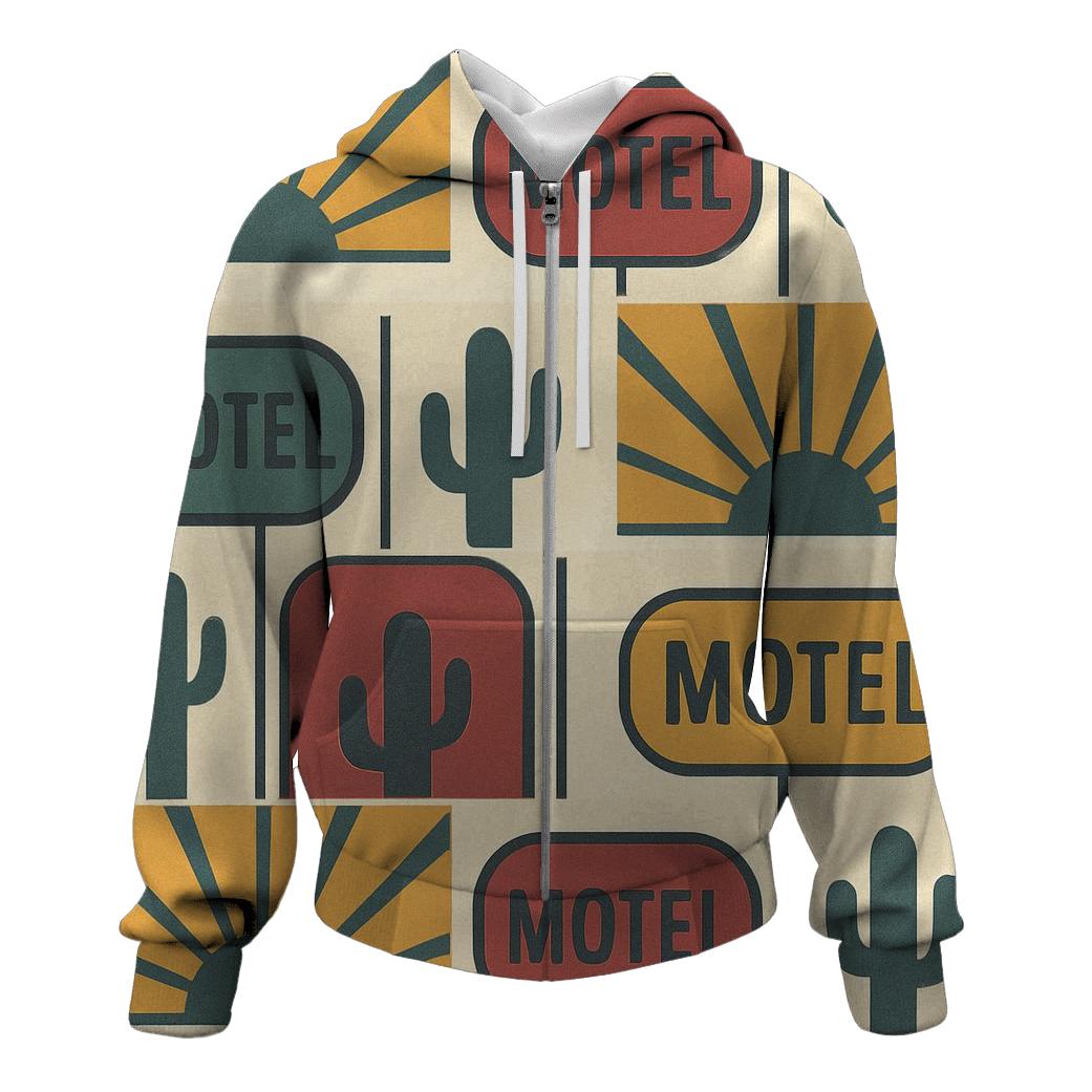 Desert Motel Sunburst Grid lightweight hoodies