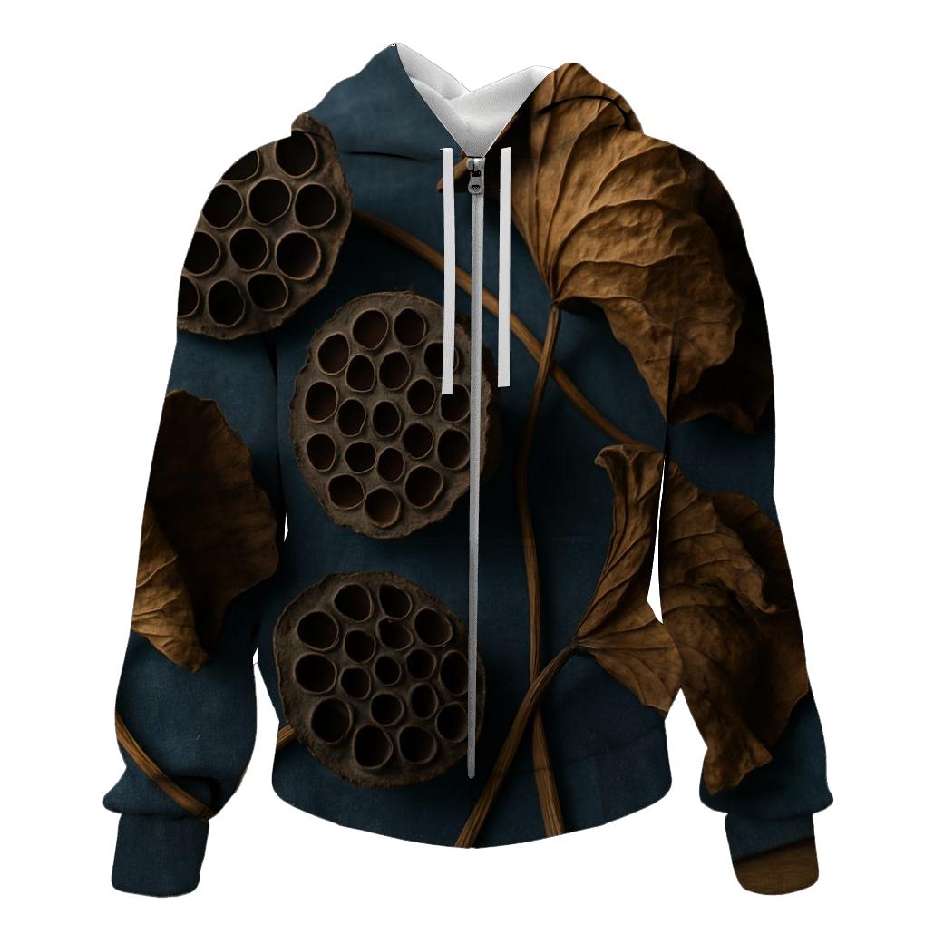 Lotus Seed Pod Study On Museum Textile printed hoodies