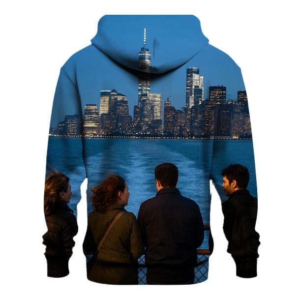 Ferry Wake At Blue Hour Below The Lower Manhattan Skyline custom hoodies