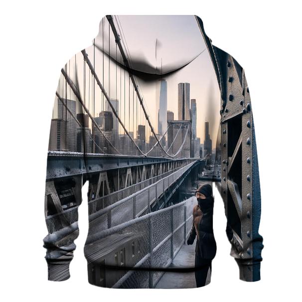 Snowy Dawn On The Manhattan Bridge Walkway Toward Downtown hoodie designs
