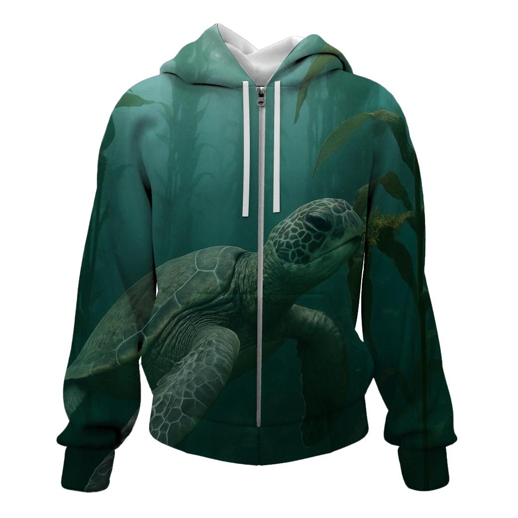 Kelp Forest Glide — Green Sea Turtle premium hoodies