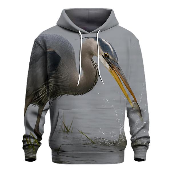 Mudflat Sentinel — Great Blue Heron pullover hoodies