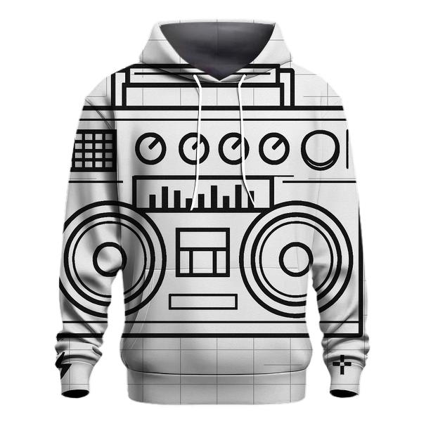 Monochrome Boombox Blueprint pullover hoodies