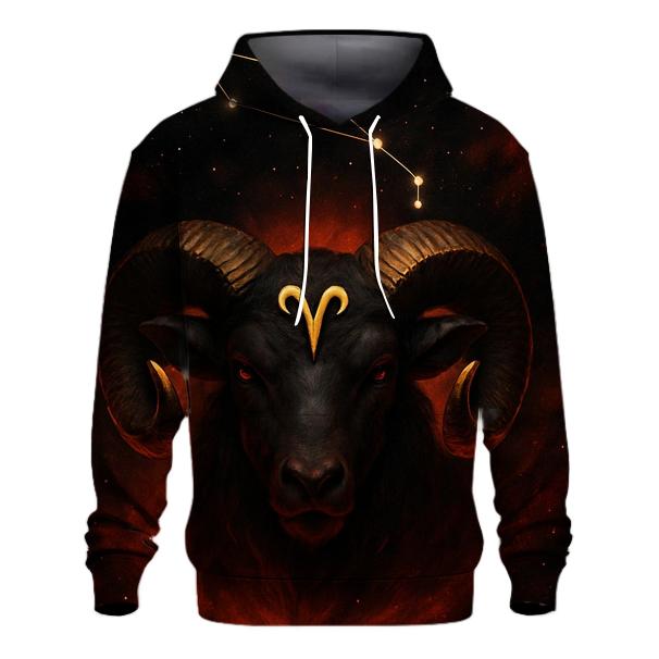 Aries Fire Forge Ram Glyph And Star Map printed hoodies