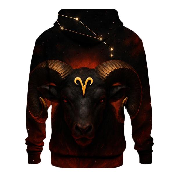 Aries Fire Forge Ram Glyph And Star Map printed hoodies
