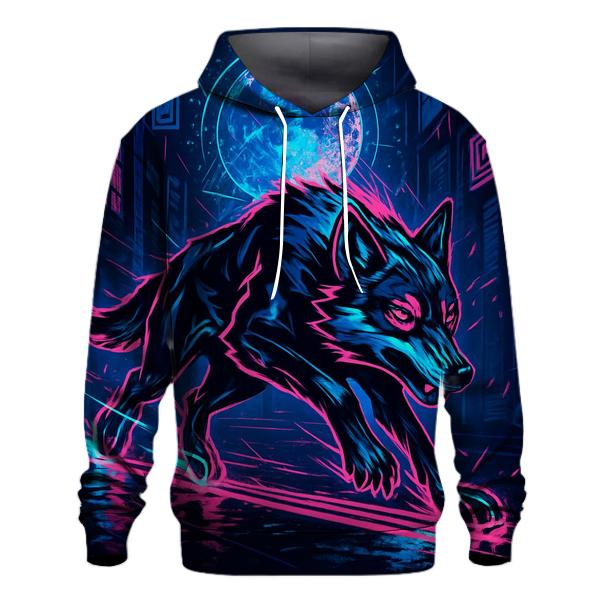 Neon Drift Lunar Courier Wolf designer hoodies