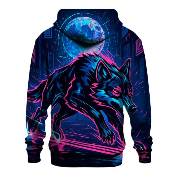 Neon Drift Lunar Courier Wolf designer hoodies