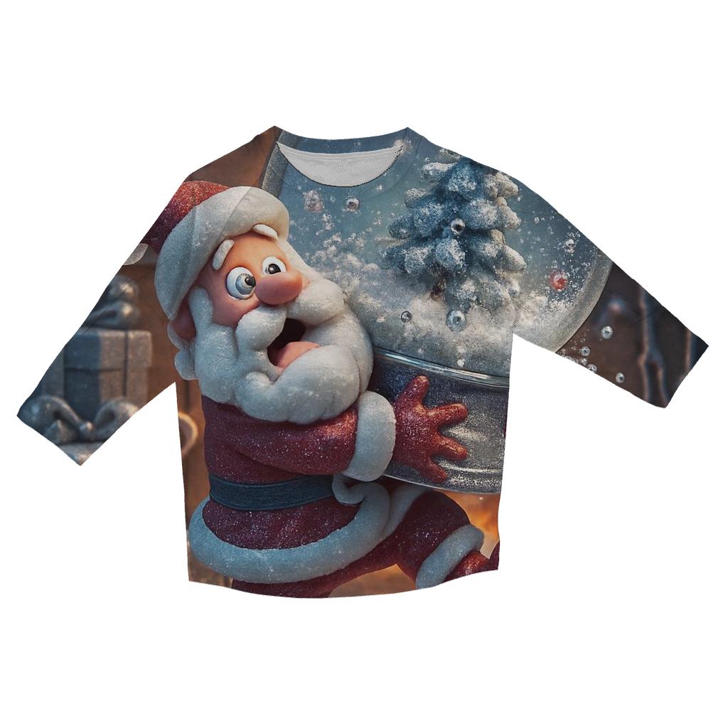 Santa Snow Globe Workshop Spill personalized 3/4 sleeve tees