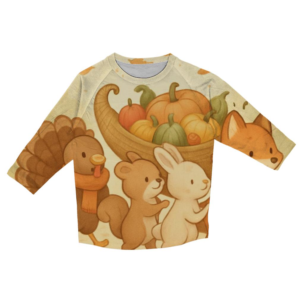 Woodland Friends Harvest Parade trendy 3/4 sleeve tops