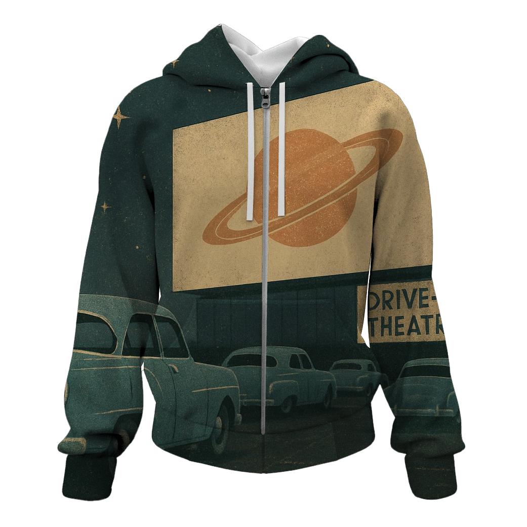 Retro Cosmic DriveIn Theater custom hoodies
