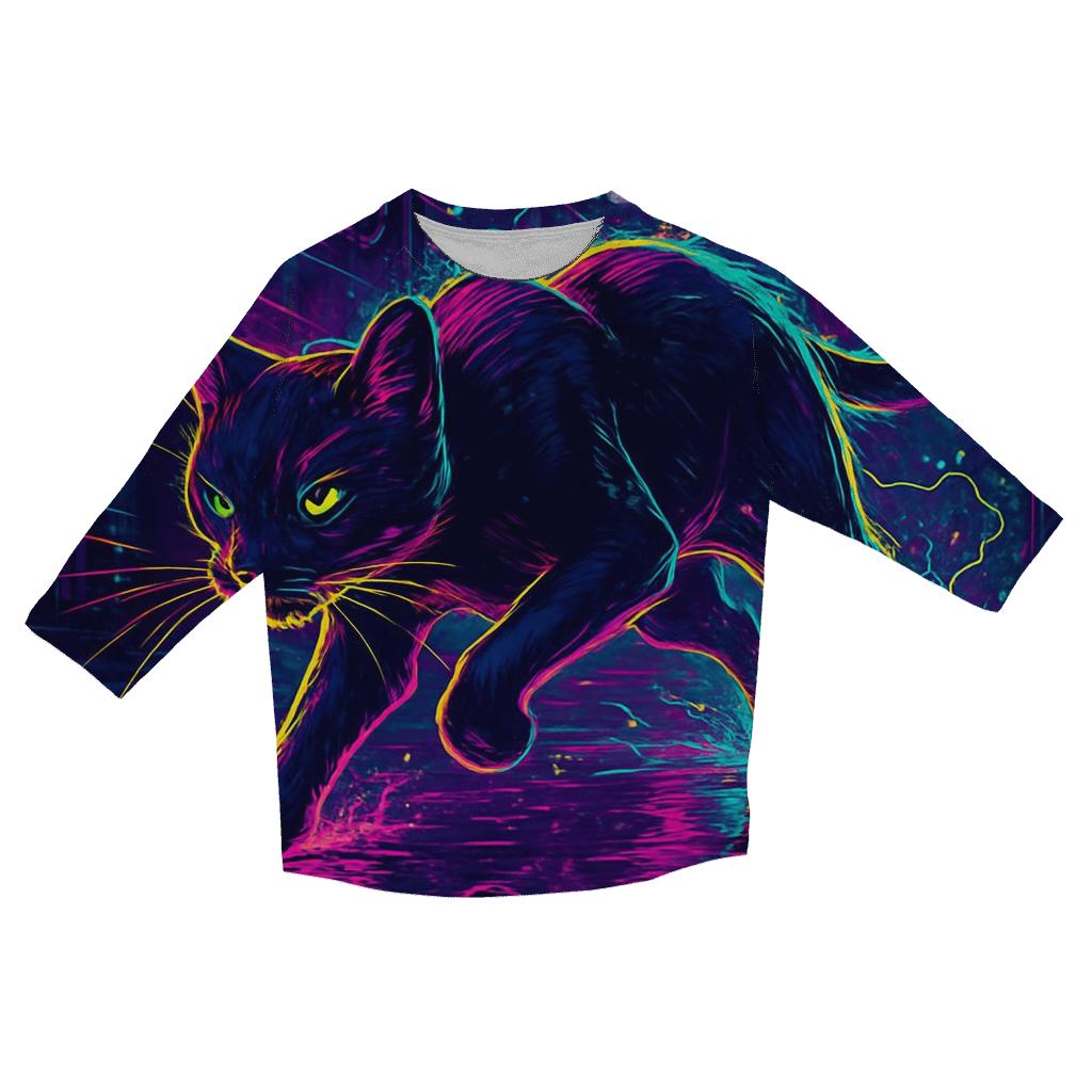 Neon Alley Circuit Cat cotton quarter sleeve shirts