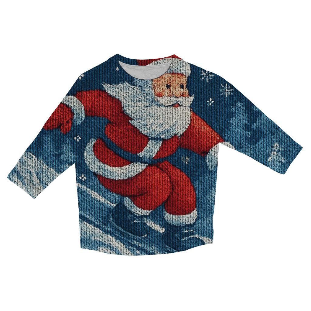 Knitted Avalanche Santa Boarder designer 3/4 sleeve blouses