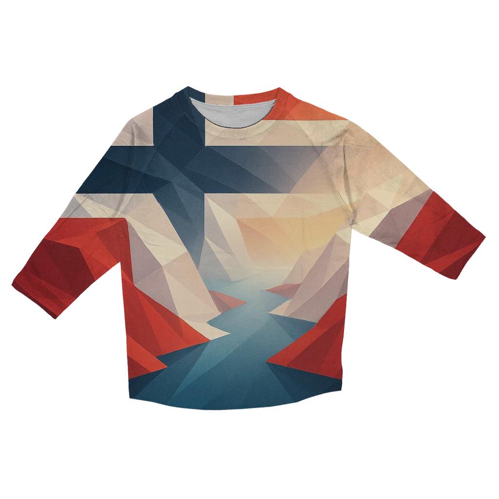Norway Geometric Fjord Fusion printed three quarter sleeve shirts