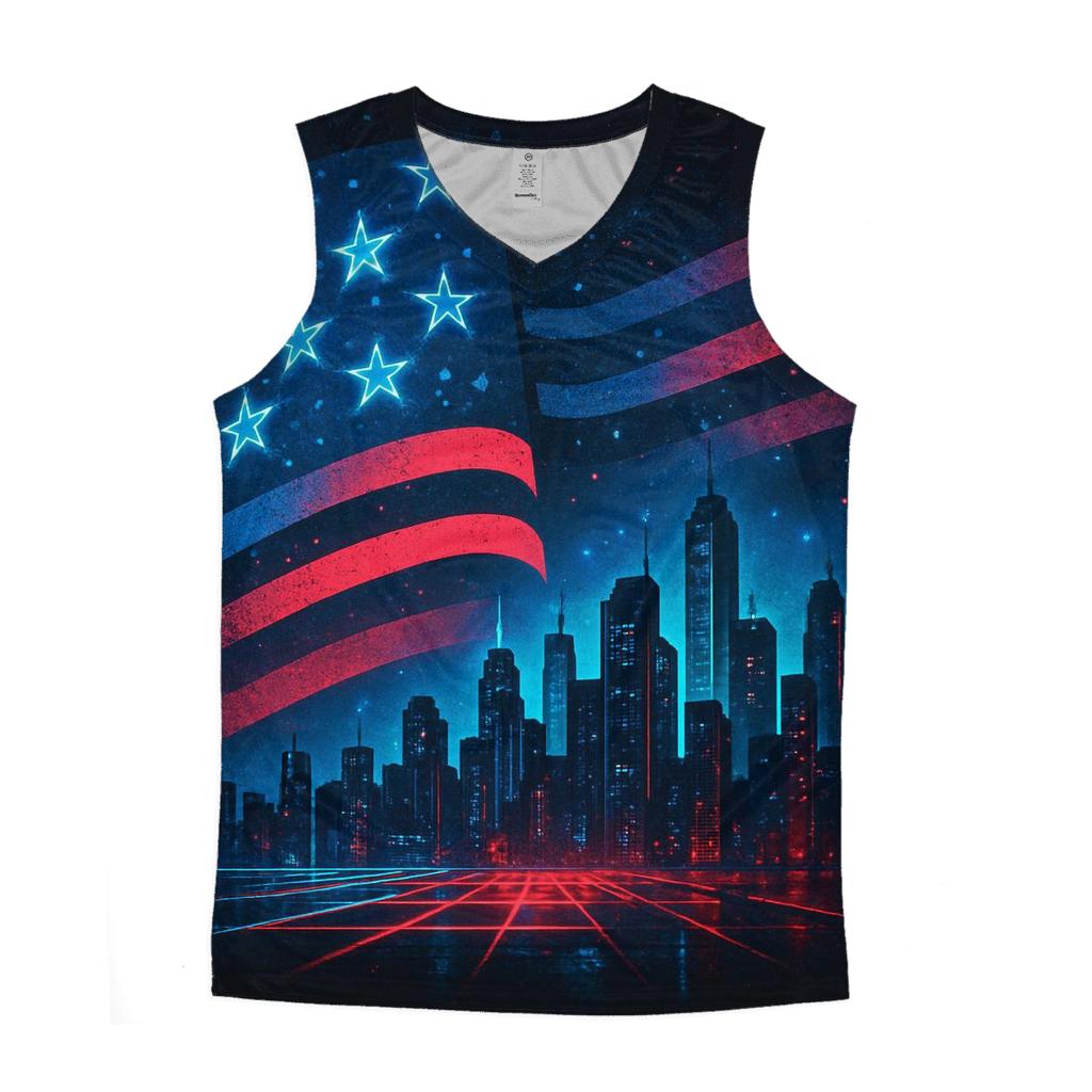 Neon Skyline Flagwave cotton sleeveless tops