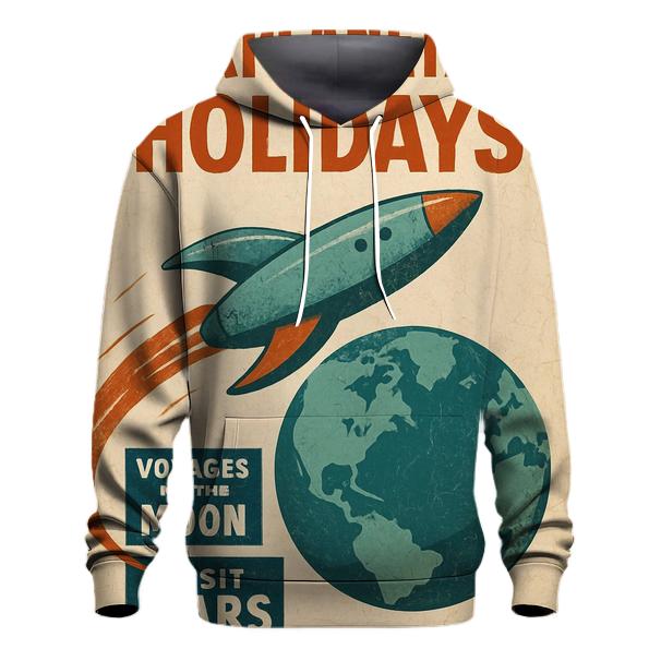 Vintage Space Age Travel Agency Poster heavyweight hoodies