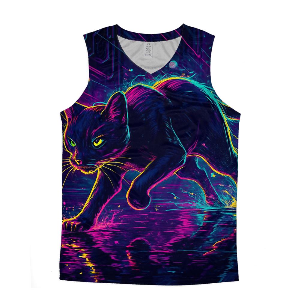 Neon Alley Circuit Cat stylish racerback tanks
