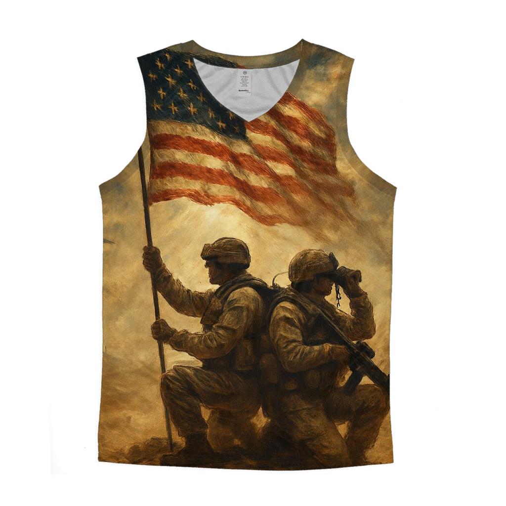 Desert Guardians Under A Wind Torn Banner trendy fitted tank tops