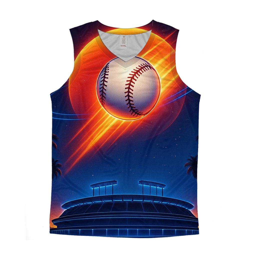 Sunset Orbit Baseball Burst custom tank tops