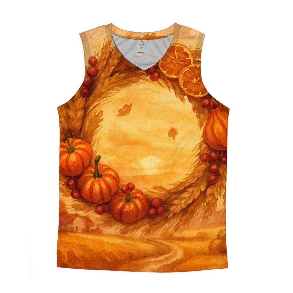 Harvest Wreath Over Golden Fields designer workout tanks