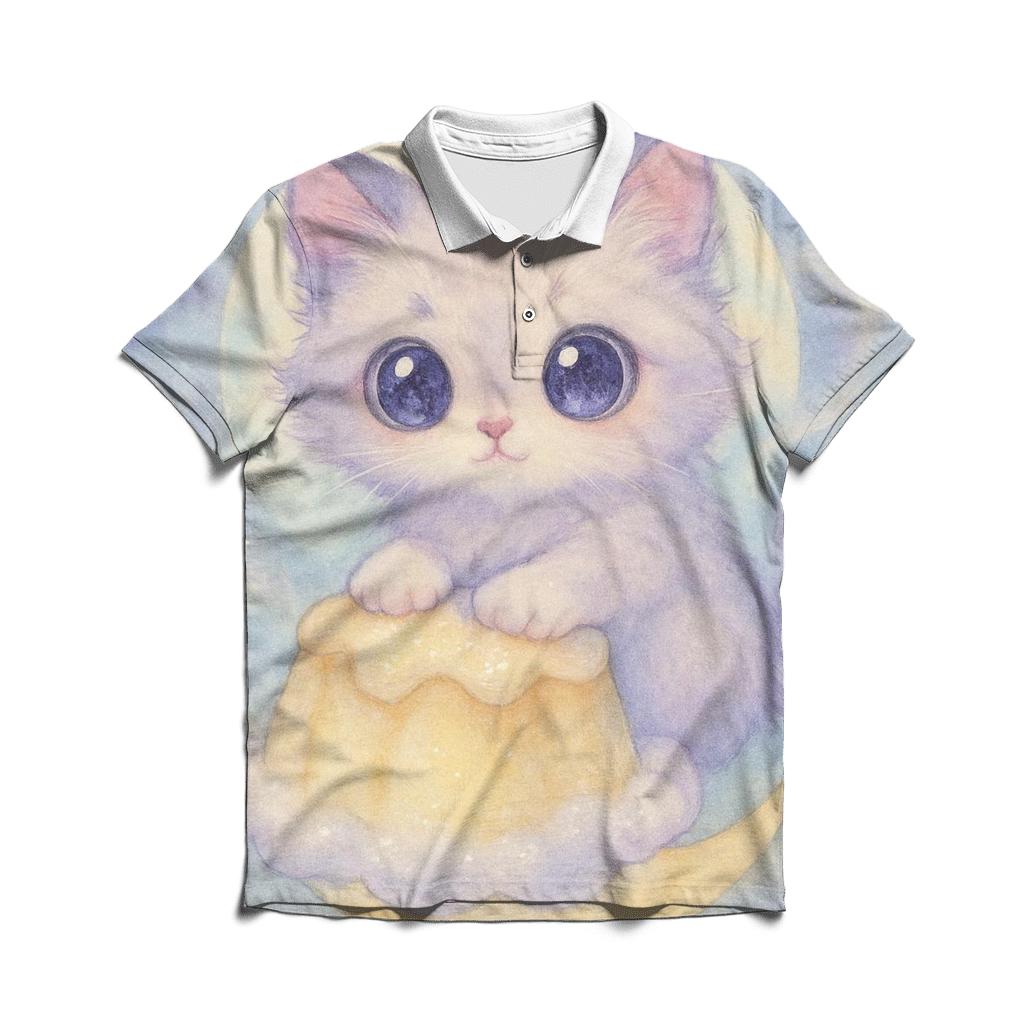 Moonlit Pudding Cloud Kitten designer slim fit polos
