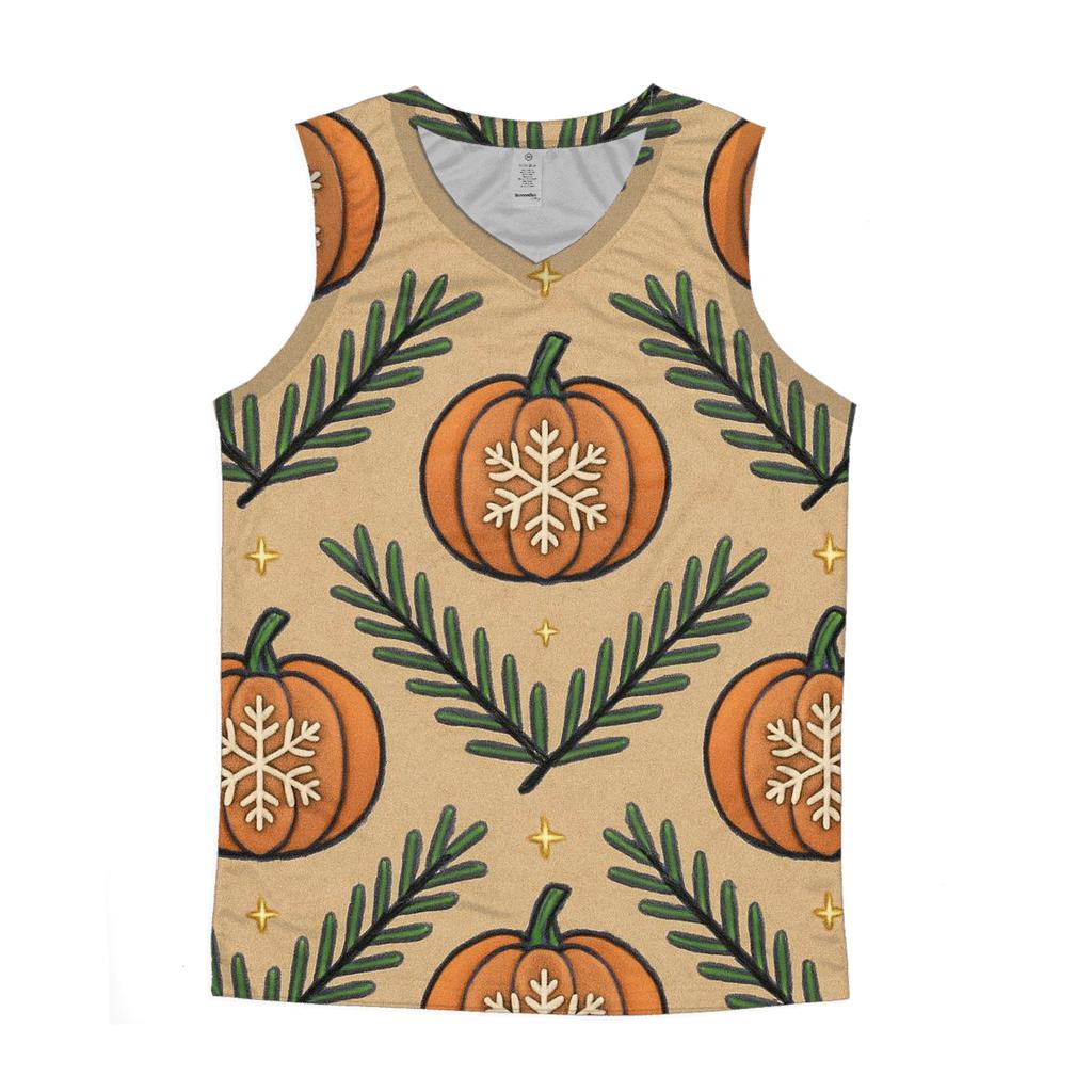 Nordic Snowflake Pumpkin Chevron On Beige Background trendy fitted tank tops