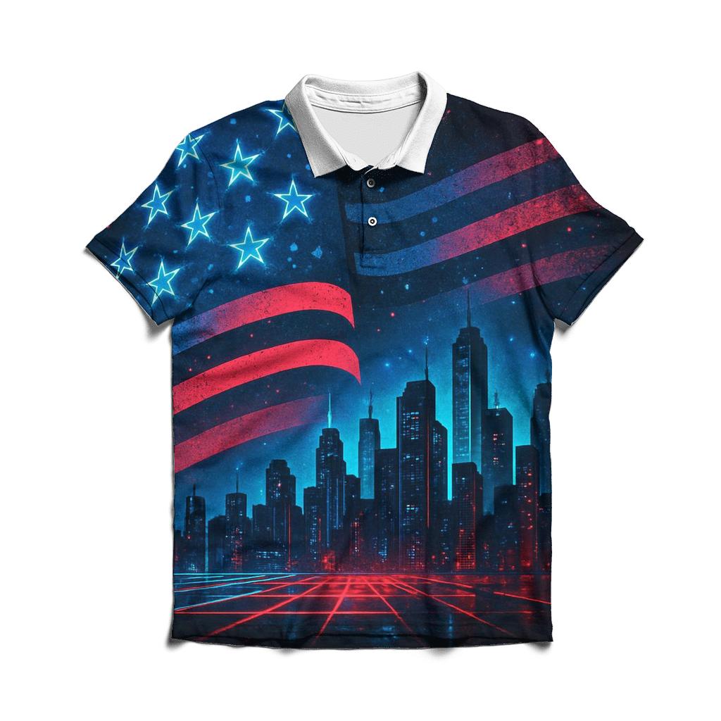Neon Skyline Flagwave custom polo shirts