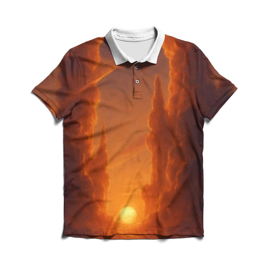 Cathedral Clouds At Emberfall casual sports polo shirts